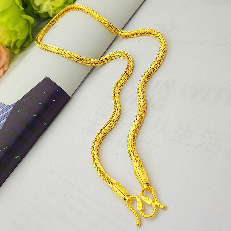 Ожерелье из желтого золота 24 к в форме змеи для мужчин и женщин, ожерелья из песка и золота, подвеска, цепочки до ключиц, искусственные подарк...