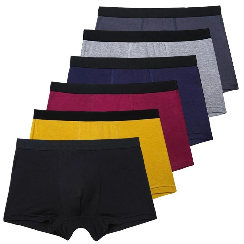 6 pc/lote preto boxer underwear masculino de bambu respirável calcinha masculina shorts sexy homem cueca masculino elástico masculino lingerie para homem