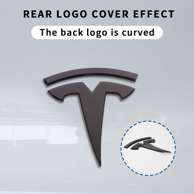 3 Pcs Logo Stickers For Tesla Model Y & 3 Front Rear Trunk Steering Wheel Styling Logo Emblem Matte Black Paste Car Accessories