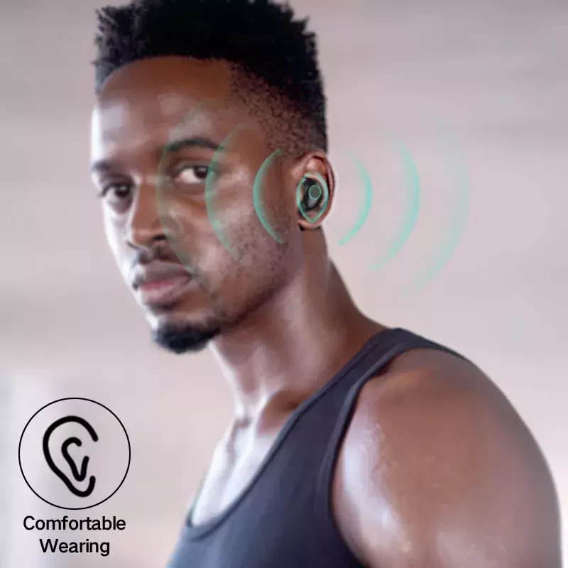 Bezprzewodowe słuchawki z Bluetooth TWS słuchawki wodoodporne radio HiFi zestaw słuchawkowy z redukcją szumów sportowe słuchawki douszne mikrofon