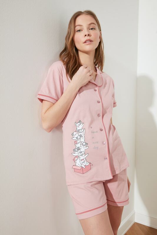 Trendyol – ensemble de pyjama tricoté avec passepoil