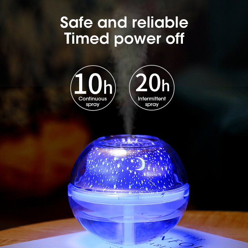 500ML olejek eteryczny do nawilżacza powietrza rozpylacz zapachów ultradźwiękowy gwieździste niebo nawilżacz światła z możliwością przyciemniania z USB Humidificador Mist Maker