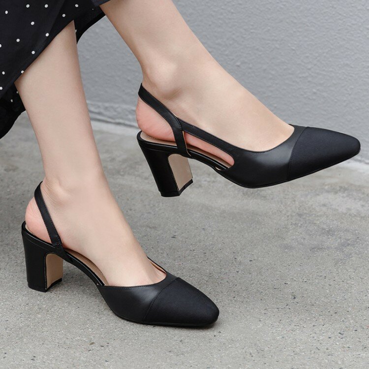 Sandales spartiates en cuir véritable pour femmes, chaussures beiges de marque de luxe, talons hauts, décontractées à un dos, qualité supérieure, 2022