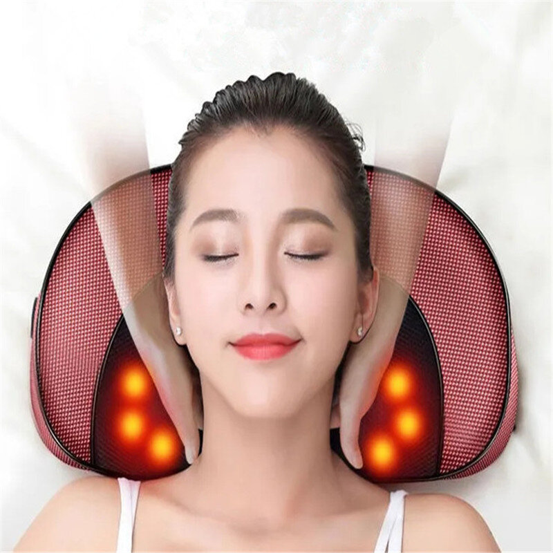 Masajeador eléctrico para cuello y columna Cervical, almohada de masaje para espalda, cojín para silla de masaje