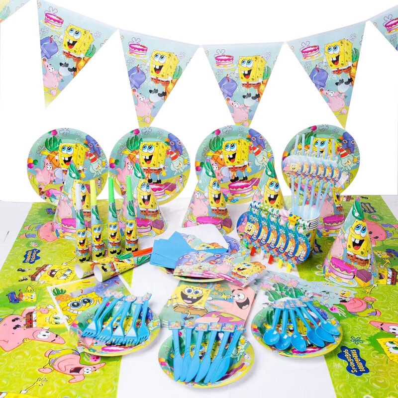Subaquático bobobs fontes de festa patrick estrela abacaxi casa dos desenhos animados decoração festa de aniversário do bebê prato de chuveiro decoração divertida