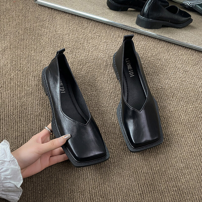 2022แฟชั่นสแควร์ Toe รองเท้าผู้หญิงรองเท้าฤดูใบไม้ผลิ Loafers Slip บน Zebra สีเขียวรองเท้าหนังใหม่สบายแบบ...