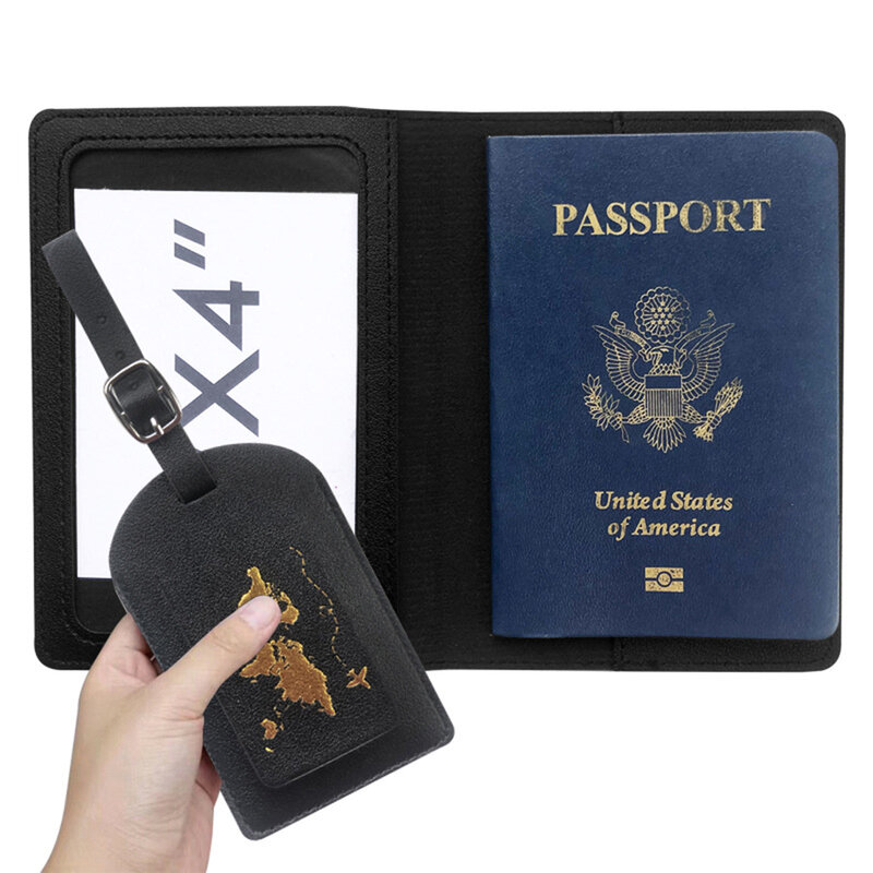 Etiqueta de equipaje con mapa de Color, tarjeta de embarque, etiqueta de equipaje de cuero PU, ligera y suave, 1 piezas, accesorios de viaje