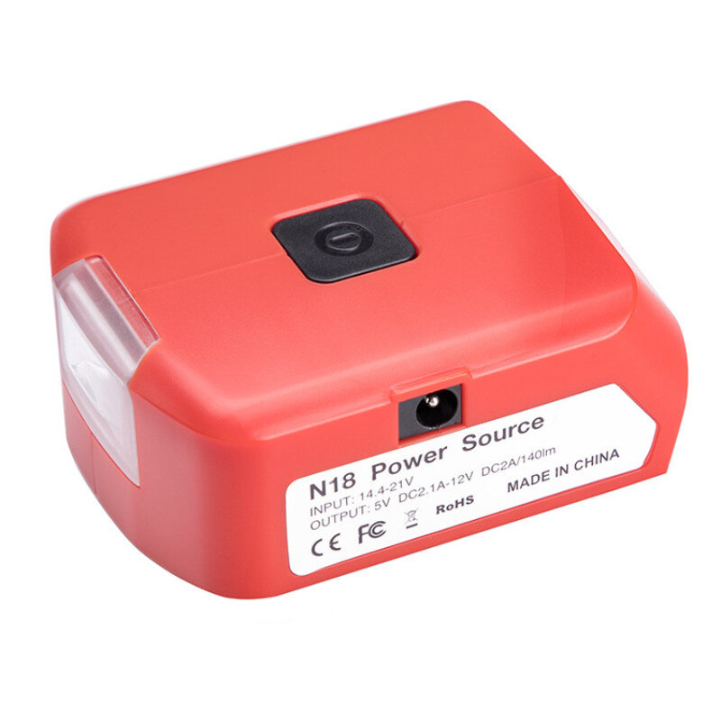 Akumulator dla Milwaukee 18V M18 źródło zasilania baterii z podwójnym USB 5V/2.1A Port DC 12V/2A LED światło dla kurtka ocieplana
