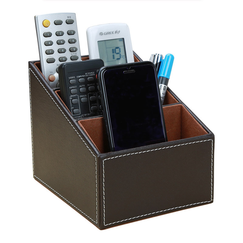 Kingfom 3 Slot Desk Organizer bordo dorato portapenne in pelle PU telecomando in marmo scatola portaoggetti per articoli vari custodia per contenitori