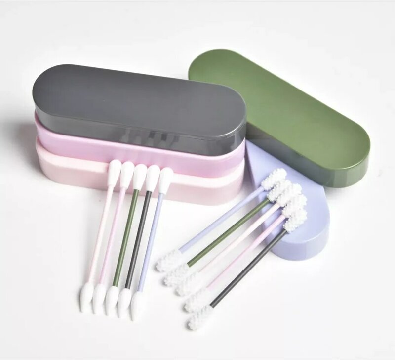 4/2Pcs Reusable Cotton Swabs Ear Cleaning Silicone Buds Double-headed Makeup Swabs Sticks Soft Flexible Makeup Tools