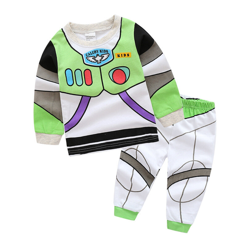Disney-ropa de madera de Buzz Lightyear para bebés, ropa de casa para niños, disfraz de manga larga, pijamas para niños y niñas