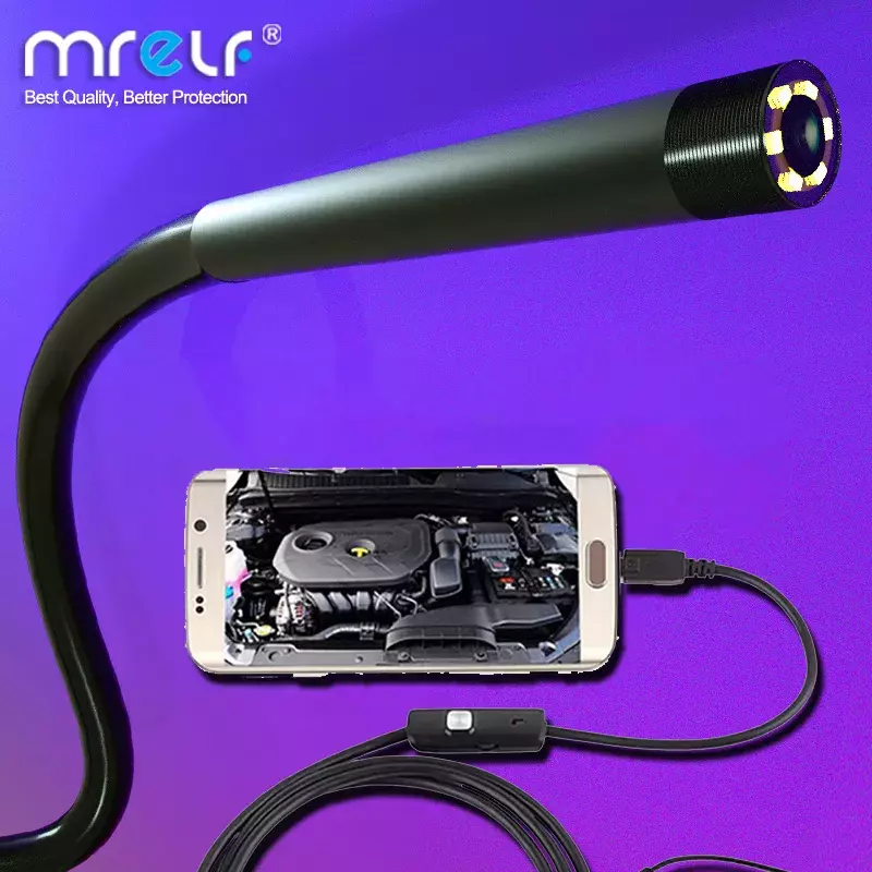 Caméra endoscopique flexible et waterproof, caméscope industriel et étanche IP67 avec micro USB pour téléphone Android et PC, éclairage LED avec 6 réglages, 7 mm, 5,5mm