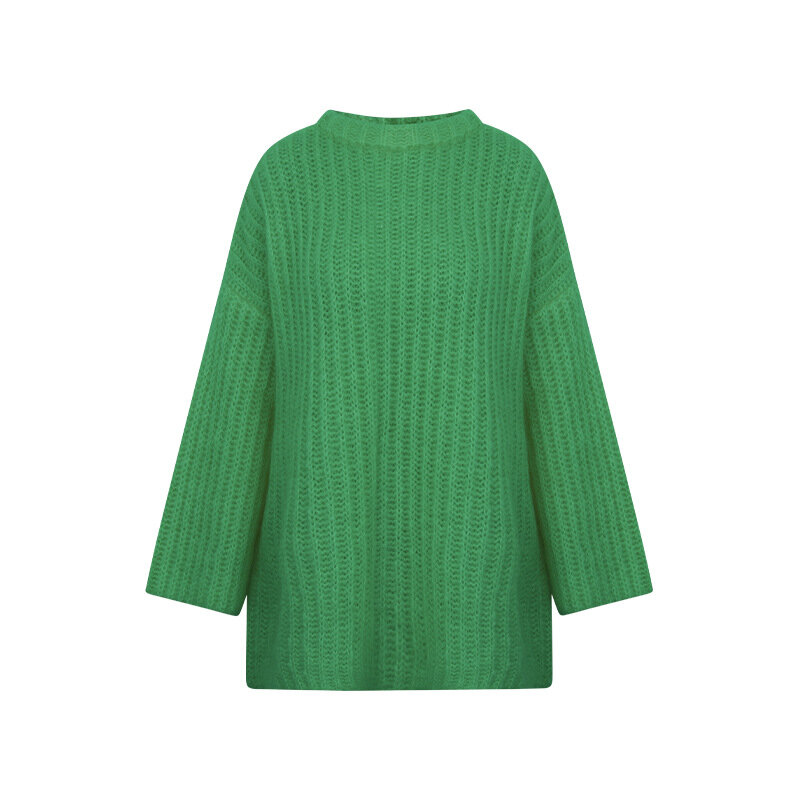Осенне-зимний новый суперплотный теплый Свободный пуловер из мохера женский свитер Traf Корейская Новинка Весна 2022 женский топ одежда