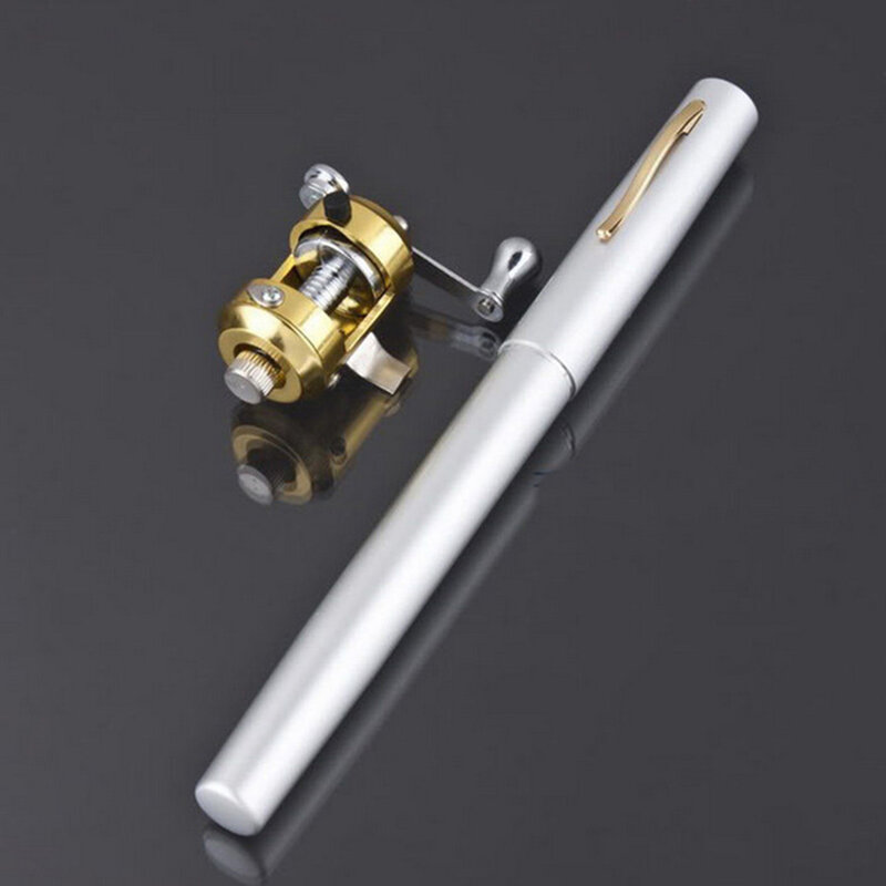  Portable Pocket Telescopic Mini Fishing Pole Pen Shape Folded Fishing Rod With Reel Wheel 	 