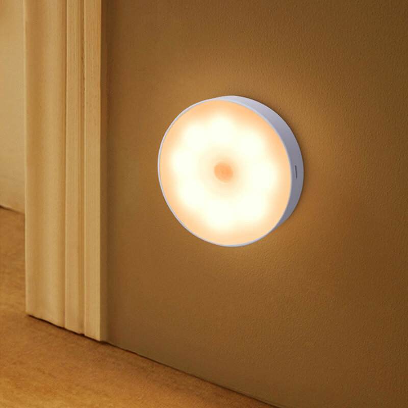 Luz LED con Sensor de movimiento, luz nocturna inalámbrica para debajo del gabinete, lámpara de armario inteligente montada en la pared, lámpara de inducción, decoración del hogar