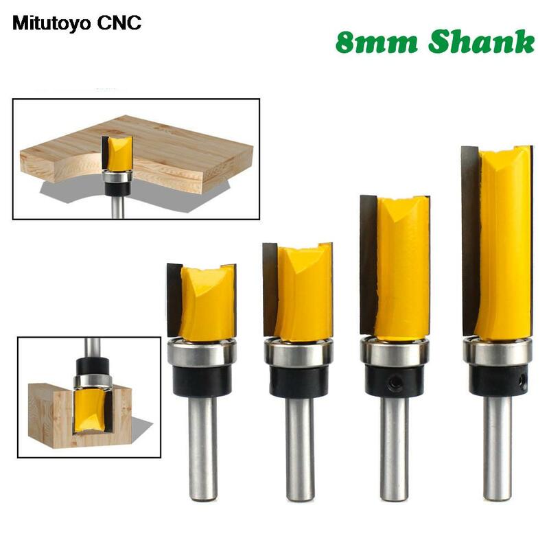 8mm Shank Cutter Template Trim Hinge Mortising Router Bit Straight End Mill Trimmer Cleaning Flush Trim Tenon Woodworking Tools