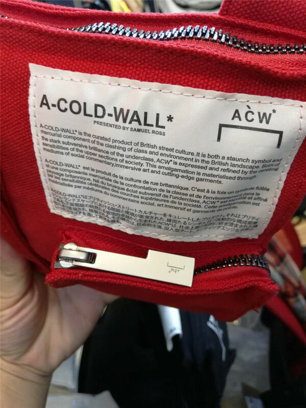 A-COLD-WALL * Taille Packs Sac Rouge Noir Décontracté A-COLD-WALL Sacs Toile Multifonction ACW Pack