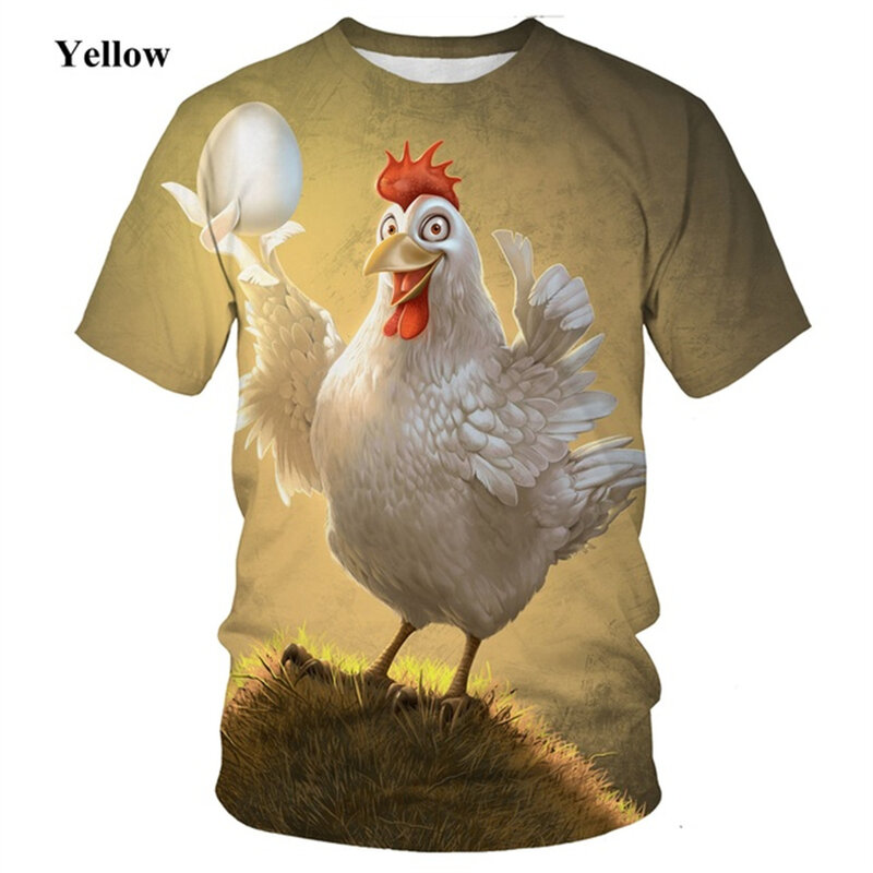 2022 T-Shirt da uomo vestiti divertenti estate top corti stampa grafica pollo magliette animali maglietta oversize moda Casual Camiseta