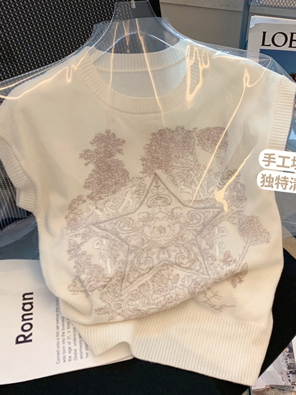 Áo Len Mujer 2022 Vintage Thanh Lịch Nhật Bản In Hoa Slim Áo Len Dệt Kim Vest Kéo Femme Mùa Hè Sang Trọng Áo Không Tay Nữ