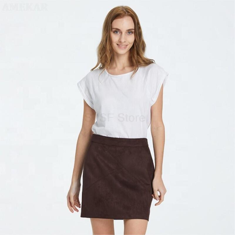 Women High Waist Zipperb Real Suede Mini Bodycon Skirt Fashion Design Leather Solid Women's Skirt Classical Sexy Leather Skirt