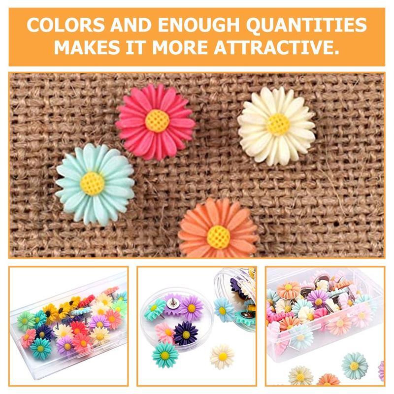 30Pcs Decorative Push Pin Household Flower Pushpins Multi-function Daisy Tacks Poster Accessory