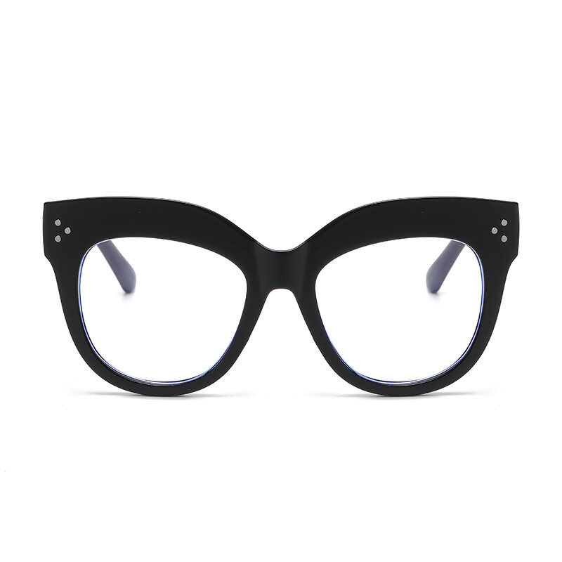 Quadro de óculos preto retro gato olho para mulheres, óculos anti luz azul, vintage claro óculos, longo guardião, novo