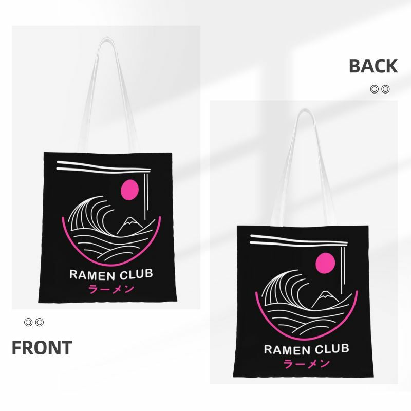 حقيبة تسوق للطعام يابانية للنساء قابلة لإعادة الاستخدام حقيبة كتف من القماش حقيبة متينة لعشاق رامين كلوب حقائب للتسوق من البقالة
