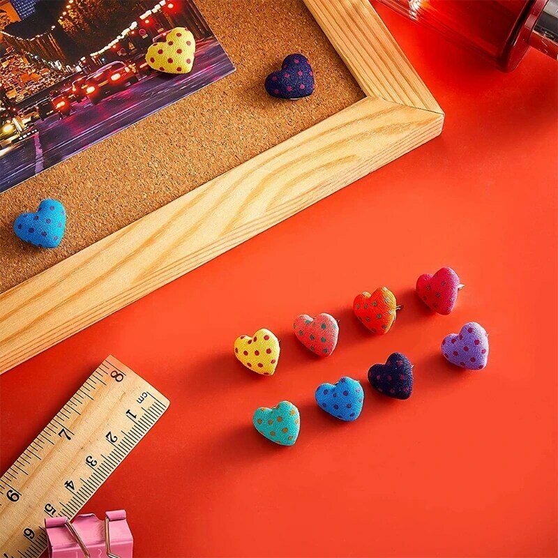 Set of 60pcs Decorative Thumb Tacks for Cork Board Classic Heart-shaped Pushpins for Party Supplies Home DIY Decoration K1KF