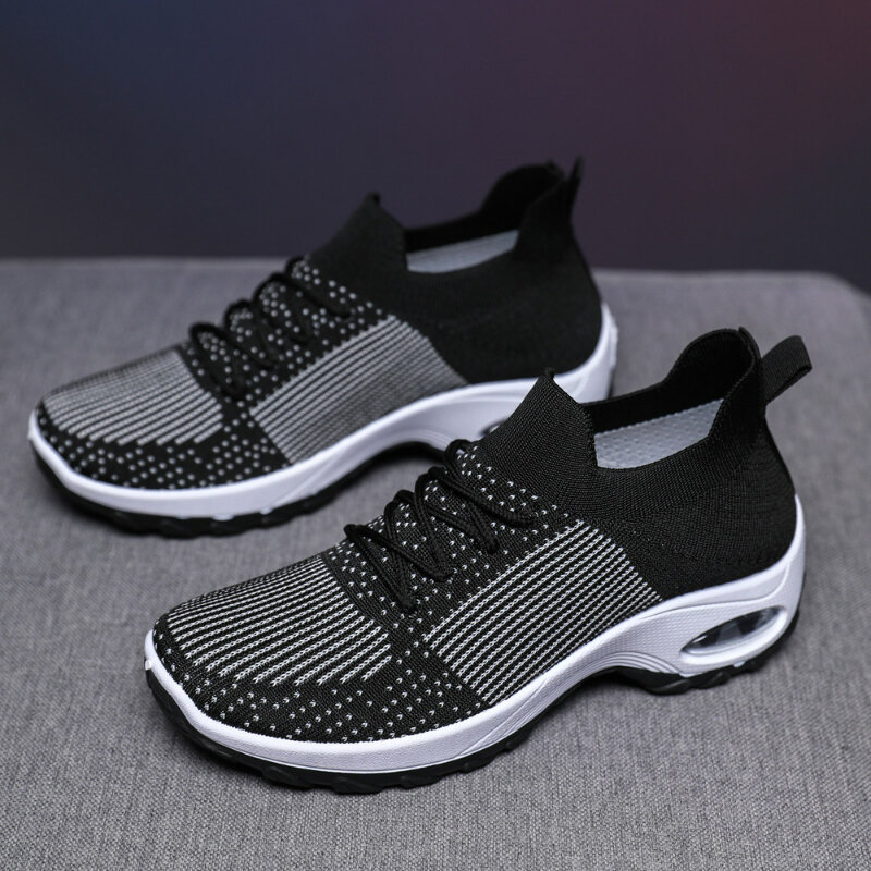 2022 New Fashion Casual Sports Shoes Korean Version Trend Flying Woven Women's Shoes Large Size Breathable Women's Shoes