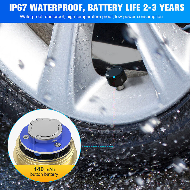 4 pces bluetooth 5.0 sensores de pressão dos pneus do carro tpms alarme inteligente ferramentas monitoramento de pneus acessórios automóveis com 2/3/4 sensores para los