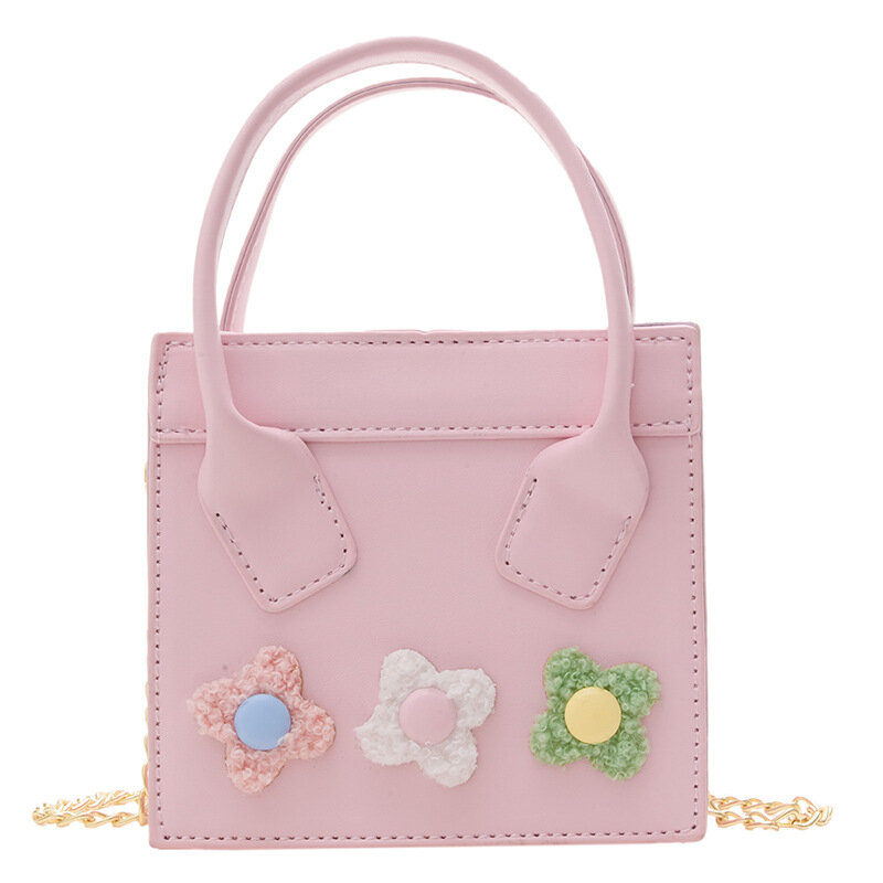 KAFVNIE – sac à bandoulière en cuir PU pour petite fille, Simple, couleur unie, avec chaîne de perles, à la mode