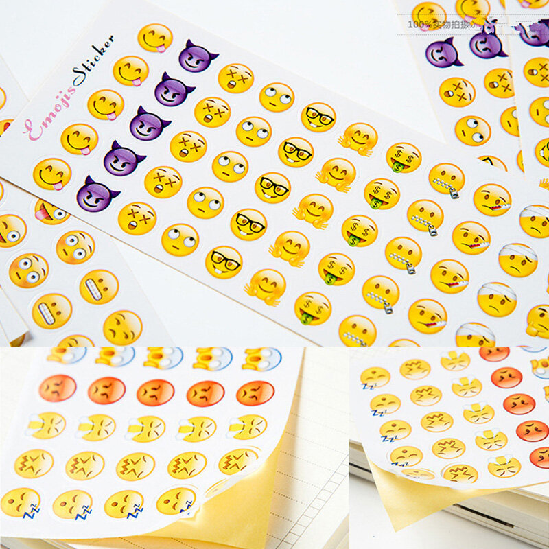 12 folhas/lote emoji do vintage-adesivo para o telefone miúdo estudante decorativo scrapbooking diário diy adesivo escola artigos de papelaria suprimentos