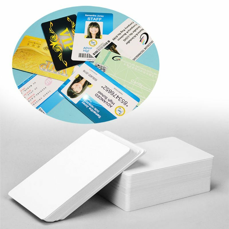 100Pcs Premium สีขาวเปล่าอิงค์เจ็ท PVC บัตรพลาสติกสีขาวพิมพ์สองด้าน DIY ป้าย ID การ์ด