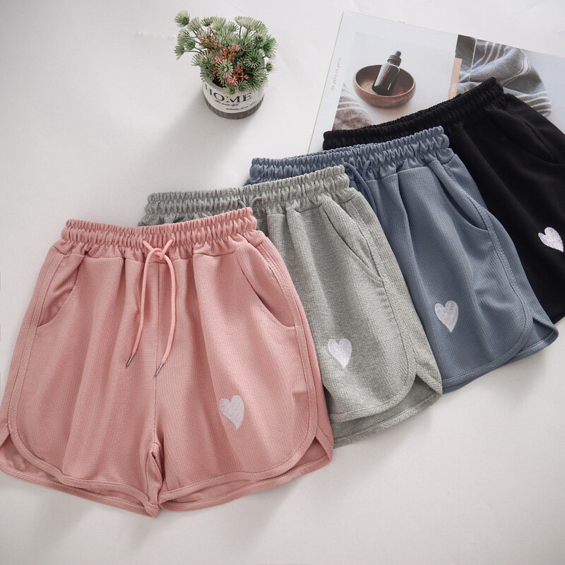 New Women High Waist Waffle Sport Shorts Slim Fit High Stretchy Short Trousers for Summer Female Ladies Running Exercise Shorts