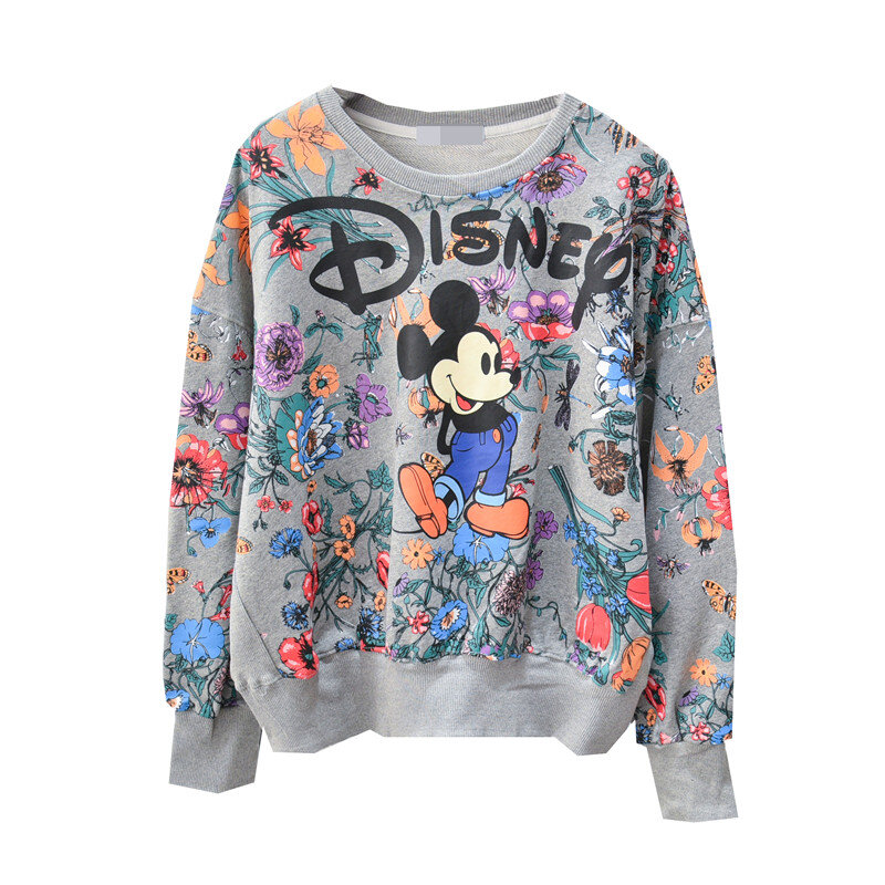 Disney M-2XL 6สี Mickey Mouse ผู้หญิงผู้ชายเสื้อฤดูใบไม้ร่วงฤดูหนาวเสื้อแขนยาว O คอบาง Pullover Casual Classic Cozy เสื้อ