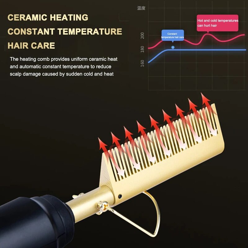 2 em 1 alisador de cabelo curler molhado seco elétrico quente aquecimento pente cabelo liso liso ferro alisamento estilo ferramenta