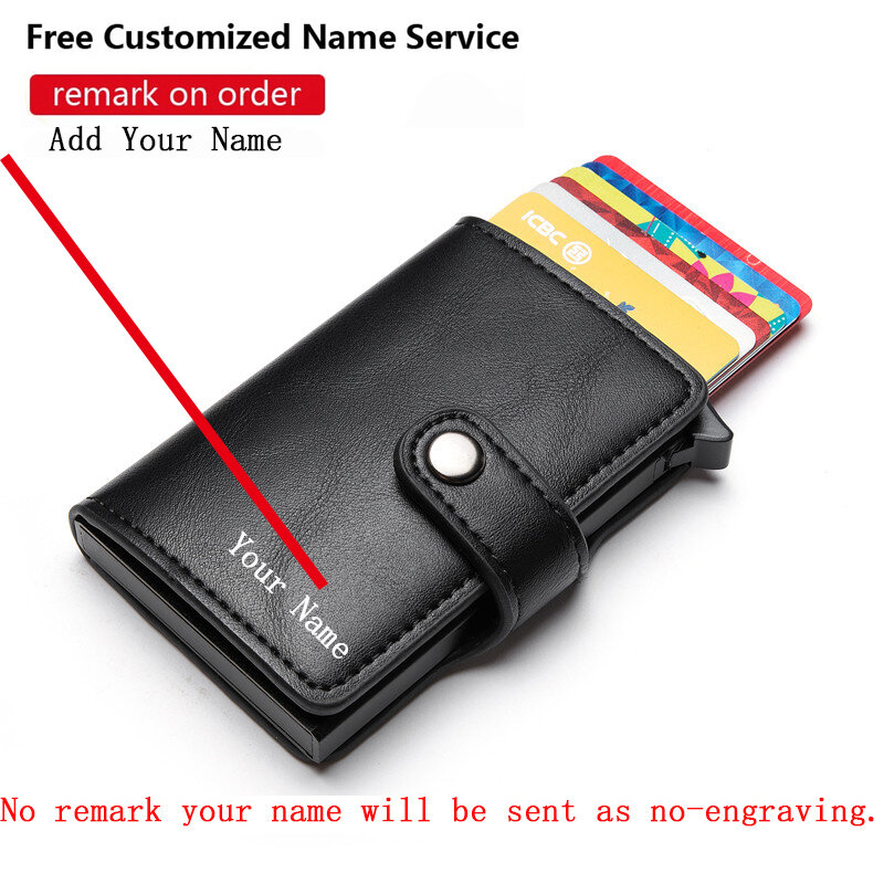 ZOVYVOL – portefeuille en cuir avec nom personnalisé gratuit pour hommes et femmes, boîte en aluminium, porte-cartes RFID protecteur, porte-cartes intelligent, nouveauté 2022