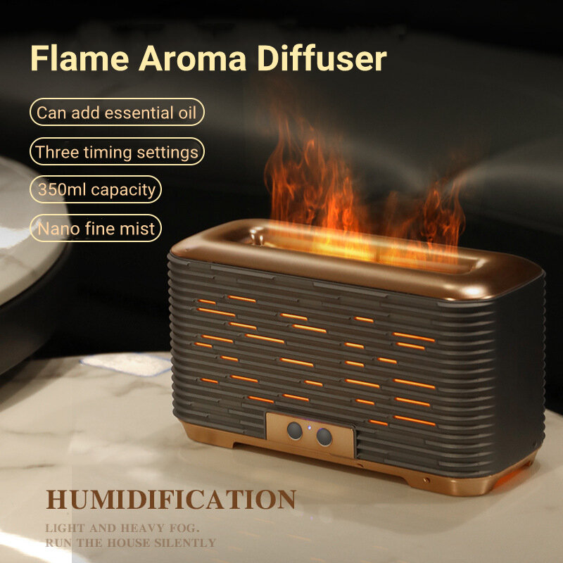 350ML เปลวไฟ Humidifier USB Essential ก้านปักน้ำมันหอมระเหย Cool Mist Air Humidifier สำหรับ Home Room กลิ่น Aroma Difusor Humidador