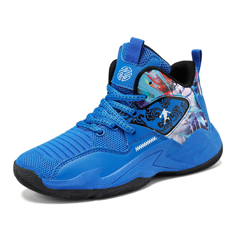 Kids Basketball Shoes Blue White Comfortable Boys Girls Training Sneakers Breathable Children Magic Basketball Size 31-40