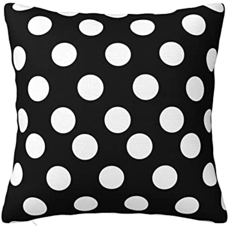 Декоративная декоративная подушка в черный и белый горошек, квадратная наволочка, декоративная подушка для улицы, дома