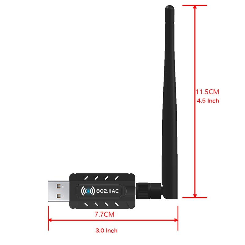 Adaptador Wifi inalámbrico USB 1200Mbps RTL8812BU Lan USB Ethernet 2,4G 5G tarjeta de red Wi-Fi de doble banda 802.11N/G/A/Ac