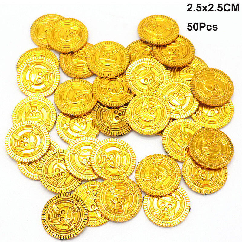 Pirates Gold Coins for Party Decor, Plating Poker, Chip de Casino, Fake Gold Treasure Props, Captain Cosplay, Kids Supplies, Halloween Supplies