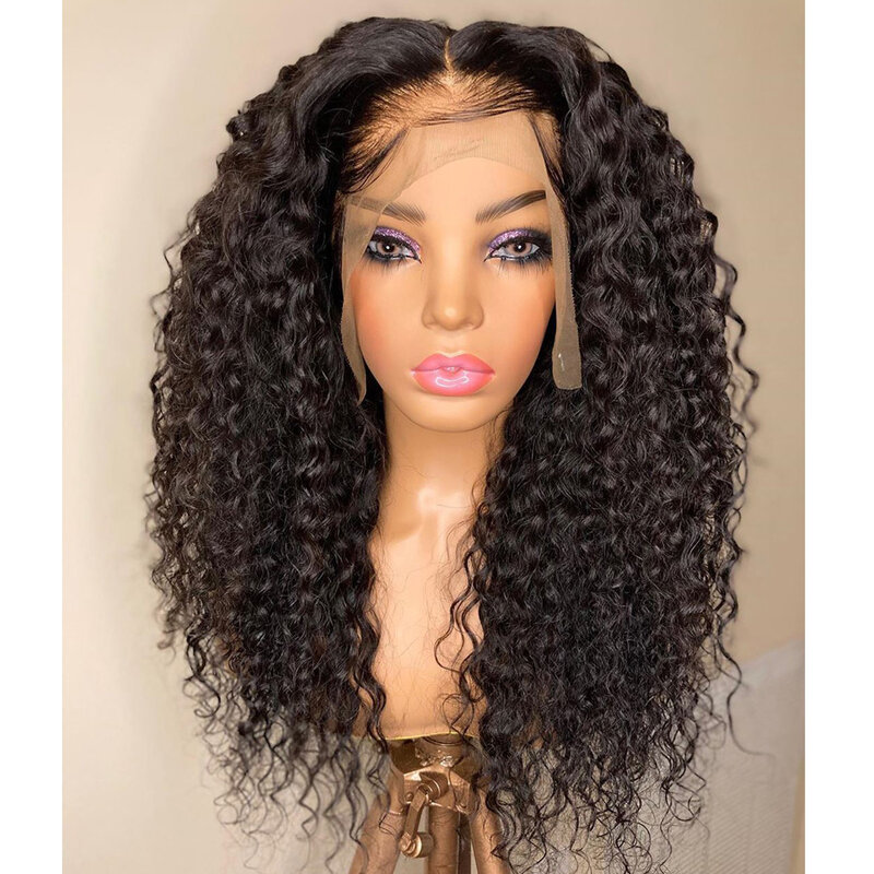 Perruque Lace Front Wig synthétique bouclée crépue 26 pouces, perruque naturelle longue, pre-plucked avec baby hair, perruque quotidienne sans colle pour femmes noires