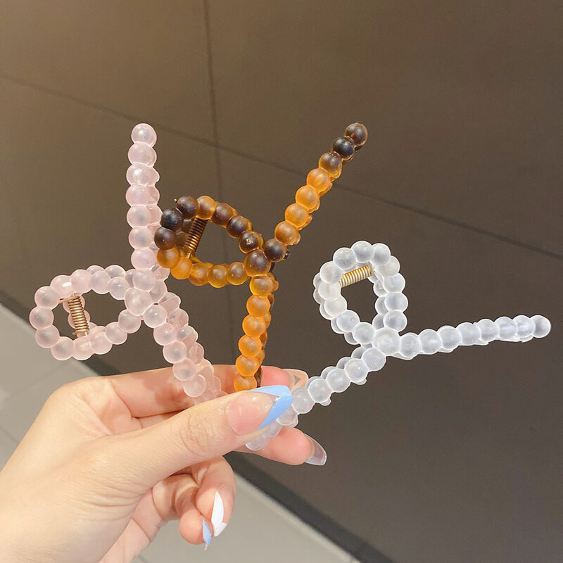 Jelly Color Hair Claw Clip Transparent Hollow Out Cross Hairpins Girls Hair Accessories Women Geometric Barrettes Hair Crab 2022