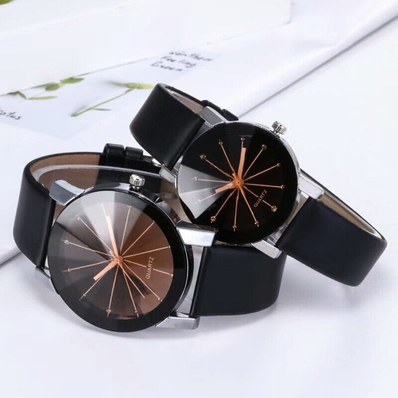 Luksusowe zegarki kwarcowe dla par, cyfrowy zegarek dla kobiet i mężczyzn ze skórzanym paskiem