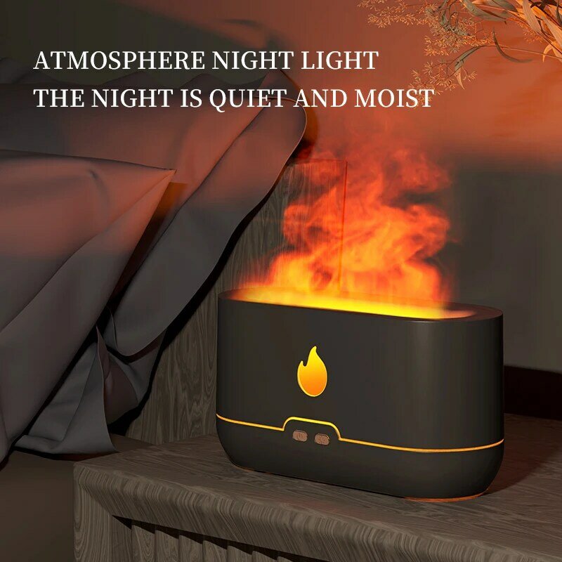 Penyebar Aroma Api Pelembap Udara Ultrasonik Pelembap Api Pembuat Kabut Dingin Fogger Lampu Minyak Esensial Difusor Aroma Rumah