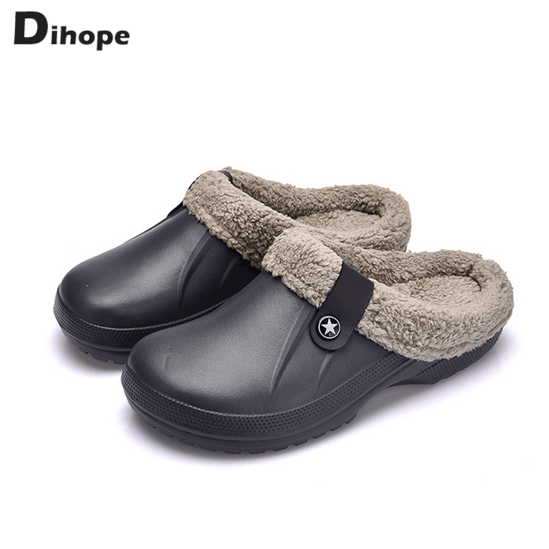 Zoccoli impermeabili Mule pantofole da uomo pantofole invernali calde Unisex in pelliccia pantofole da camera tendenza scarpe da pavimento per interni scivoli per le donne