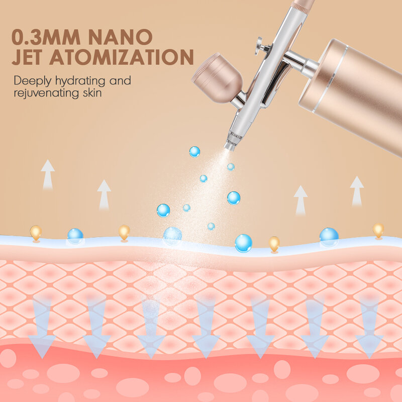 Facial Airbrush Air Compressor Kit Nano Sprayer Water Oxygen Injector Gun for Nail Art Tattoo Crafts Cake Makeup Mist Airbrush
