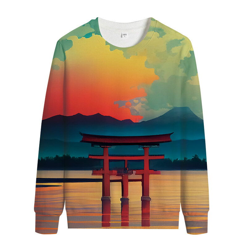 Men's Round Neck Long-sleeve Digital Printing Sweater Men's Creative Casual Daily Men's Sweater New