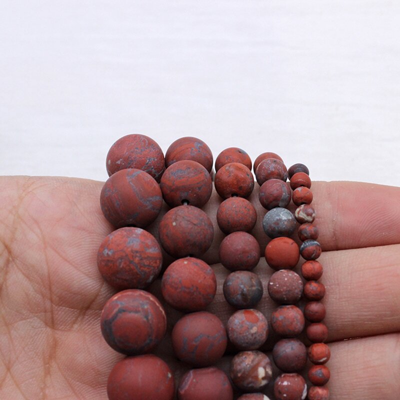 200PCS Matte Red Jasper 8MM Round Beads for DIY Making Jewelry Necklace Energy Healing Power Unpolished Gemstone Loose Crystal